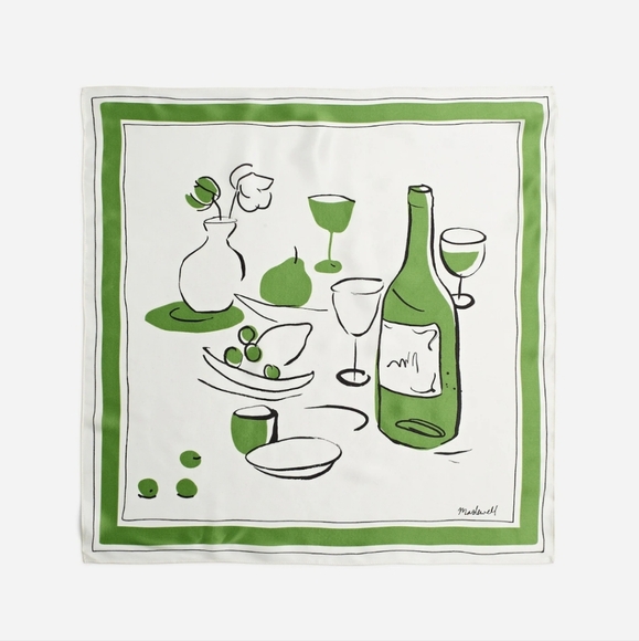 Madewell Accessories - Madewell Graphic-Print Silk Bandana Wine Italy